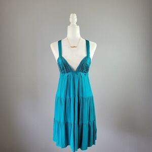 INGWA MELERO // crochet lace satin ribbon plunge open cross tie back tie dress